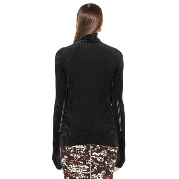 Victoria Beckham Polo Neck Top in Black Ribbed Knit Pullover Turtleneck Sweater - Picture 3 of 11